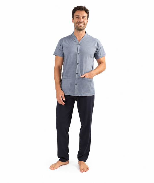 Pigiama uomo mezza manica aperto Gary calibrato jersey puro cotone C605CONF