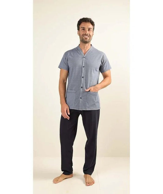 Pigiama uomo mezza manica aperto Gary calibrato jersey puro cotone C605CONF
