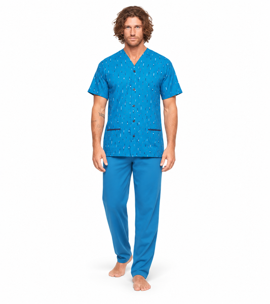 Pigiama uomo mezza manica aperto Gary calibrato jersey puro cotone U60033CONF