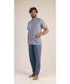 Pigiama uomo mezza manica pantalone lungo Jersey aperto Gary puro cotone 6182