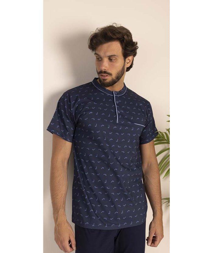 Pigiama uomo mezza manica pantalone lungo Jersey serafino Gary puro cotone 6172