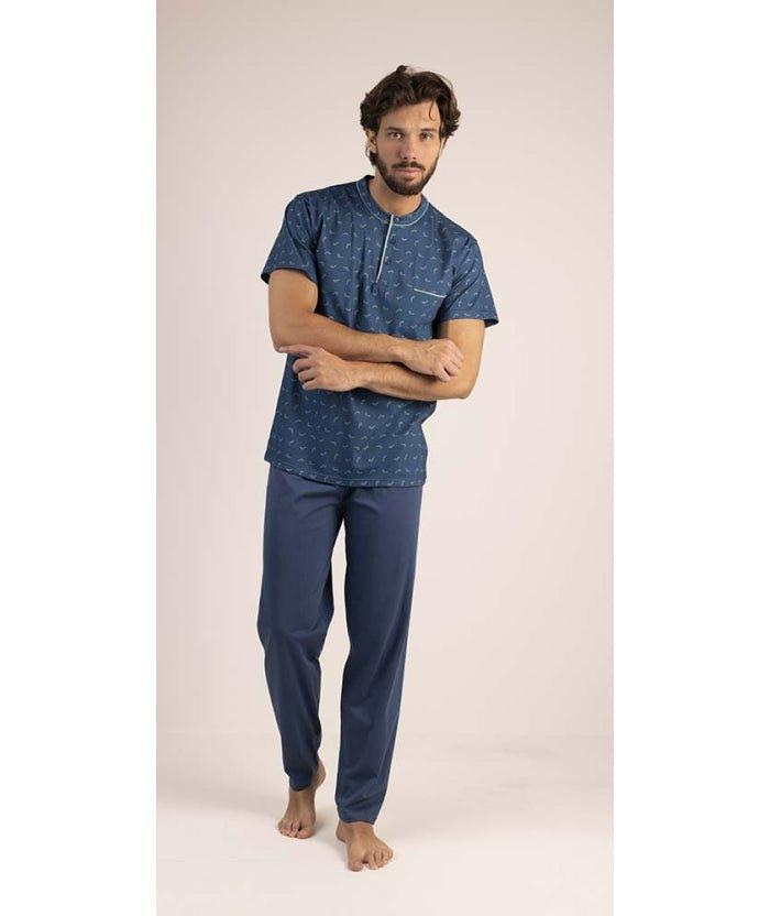 Pigiama uomo mezza manica pantalone lungo Jersey serafino Gary puro cotone 6172