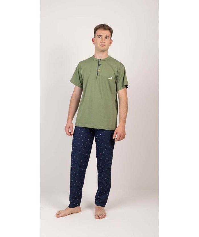 Pigiama uomo mezza manica pantalone lungo Jersey serafino Gary puro cotone 6213