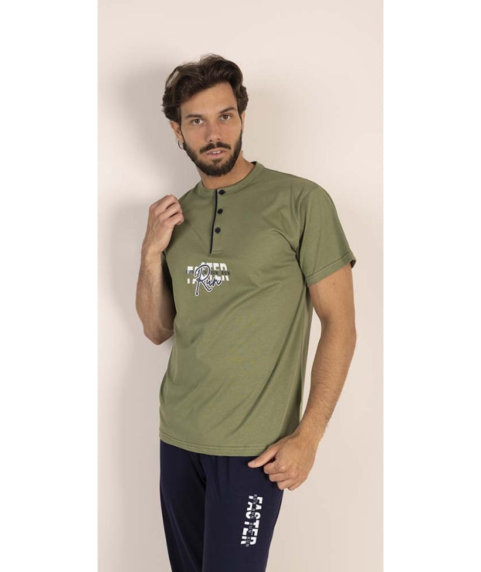 Pigiama uomo mezza manica pantalone lungo Jersey serafino Gary puro cotone 6232