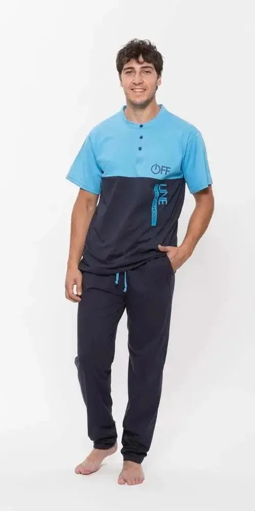 Pigiama uomo mezza manica pantalone lungo Jersey serafino Gary puro cotone R60076