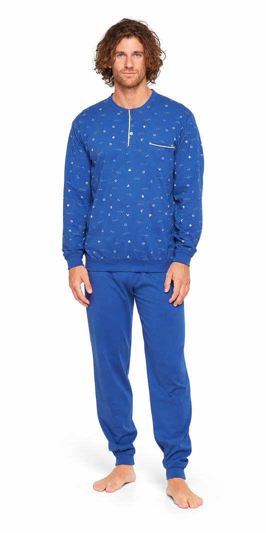 Pigiama uomo serafino Gary calibrato jersey puro cotone U60040CONF