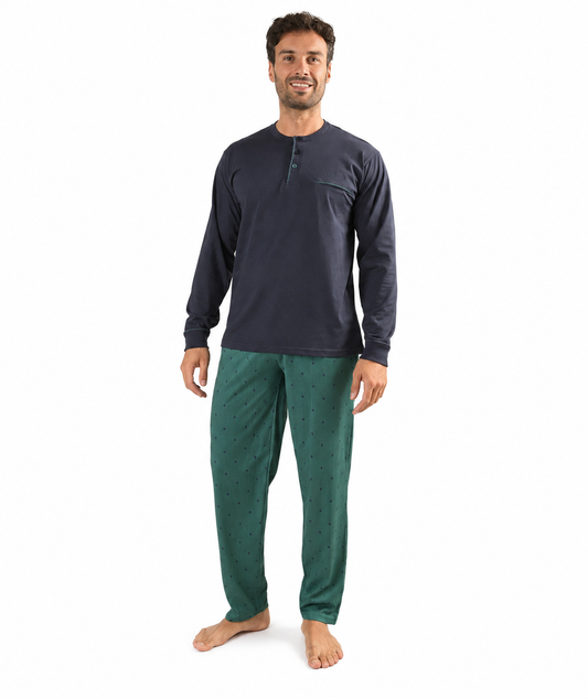 Pigiama uomo serafino Gary calibrato jersey puro cotone Z60010CONF