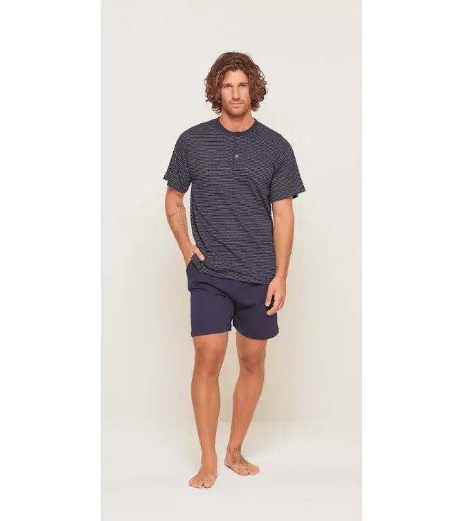 Pigiama uomo serafino Gary calibrato mezza manica pantaloncino puro cotone U65075CONF