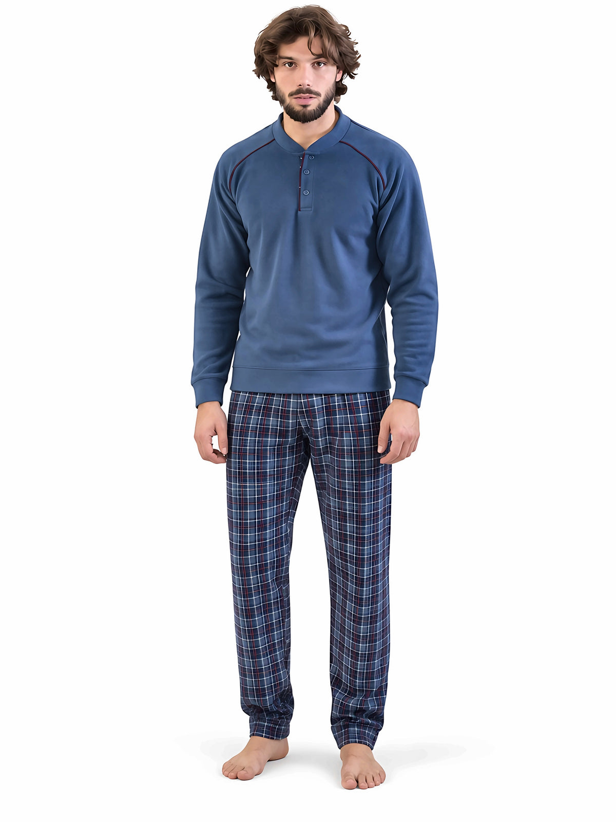Pigiama uomo serafino Gary calibrato punto milano flanellato 6345CONF - OTTANIO