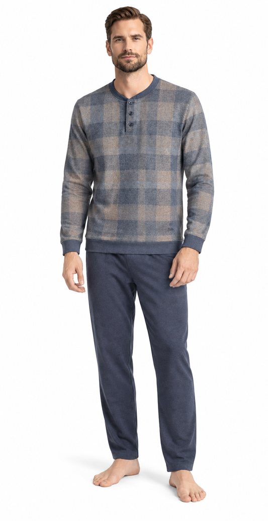 Pigiama uomo serafino Nottingham punto milano jacquard NPB373