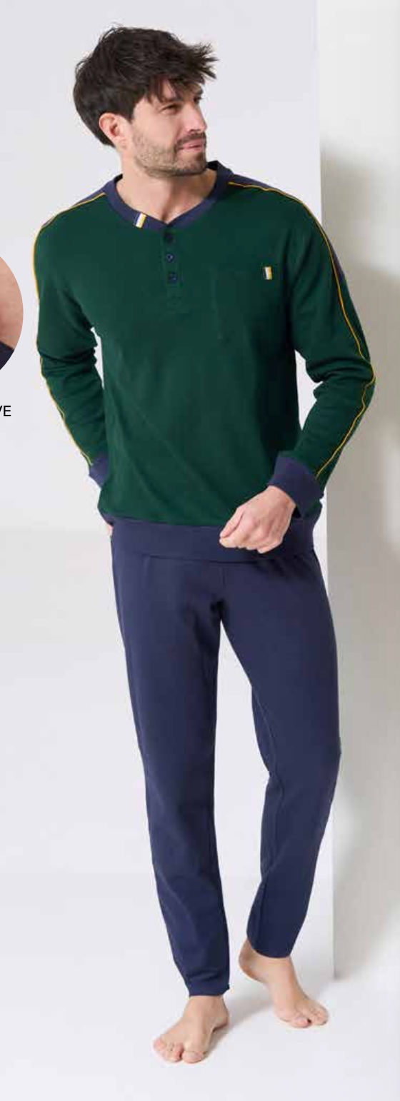 Pigiama uomo serafino Sergio Tacchini caldo cotone interlock 30A45/30B45