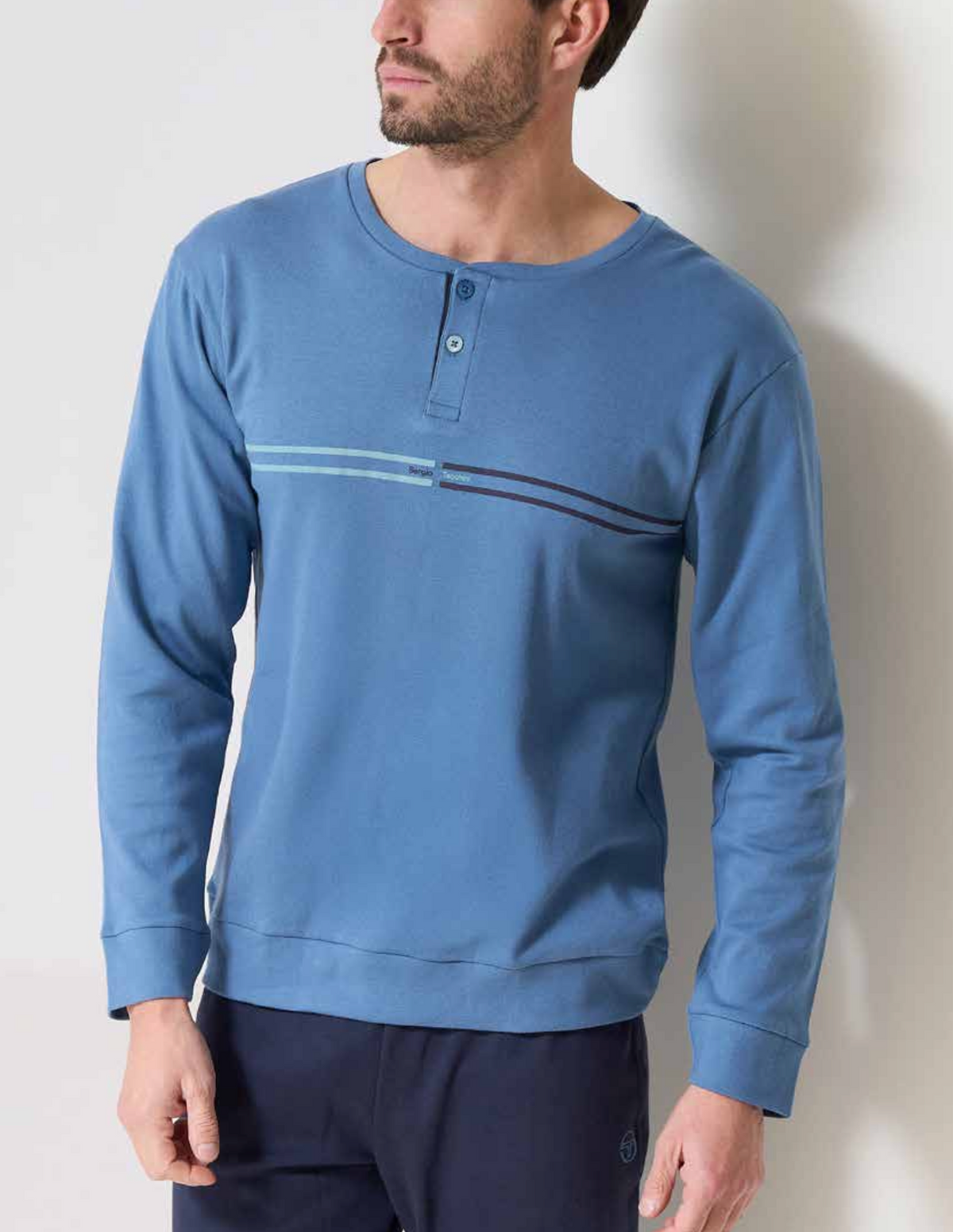 Pigiama uomo serafino Sergio Tacchini caldo cotone interlock 30A45/30B45