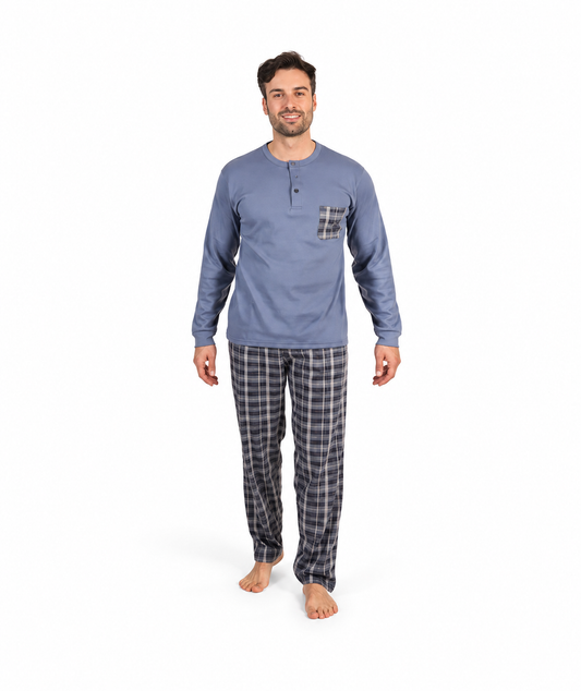 Pigiama uomo serafino invernale interlock Gary 6040