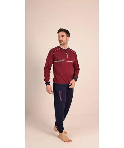 Pigiama uomo serafino invernale interlock Gary 6051