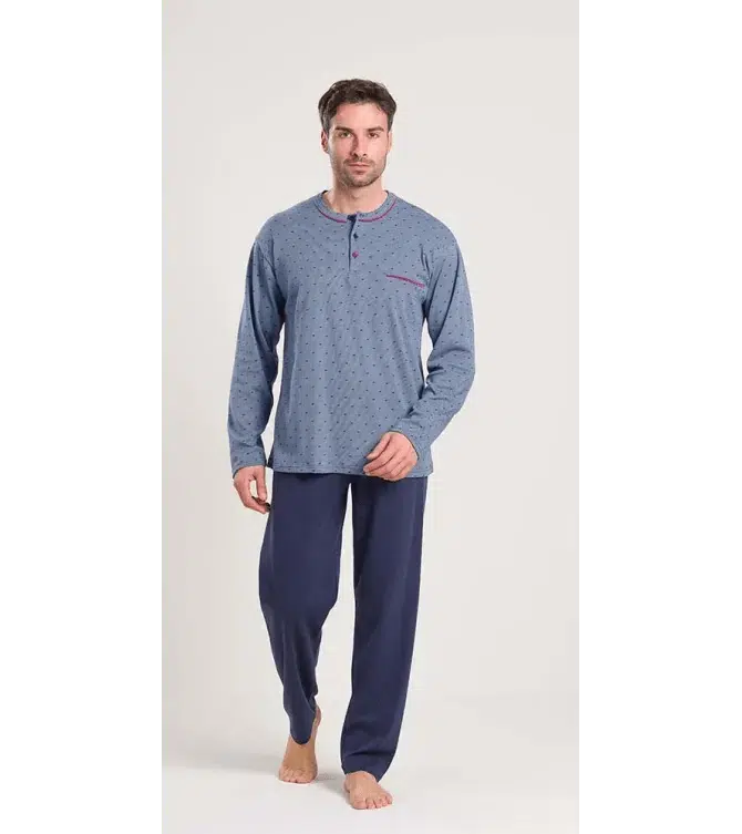 Pigiama uomo serafino invernale interlock Gary V60001