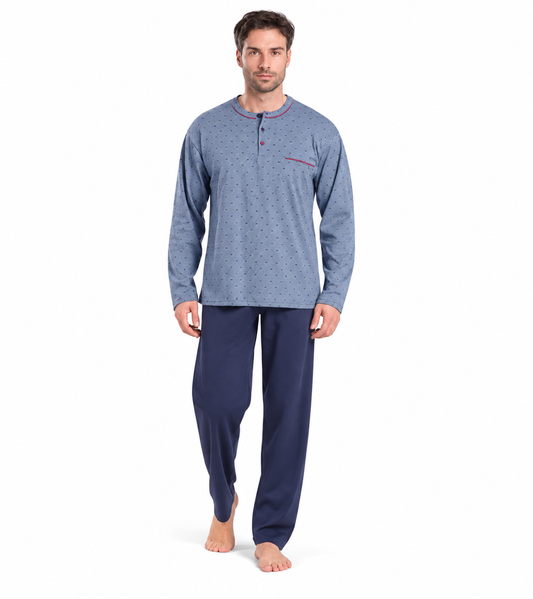 Pigiama uomo serafino invernale interlock Gary V60001
