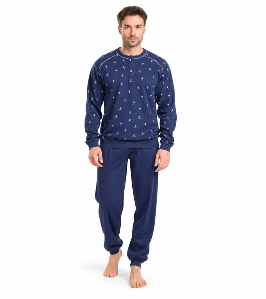 Pigiama uomo serafino invernale interlock Gary V60010