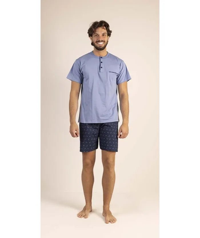 Pigiama uomo serafino mezza manica pantalone corto Gary 100% Cotone 6173