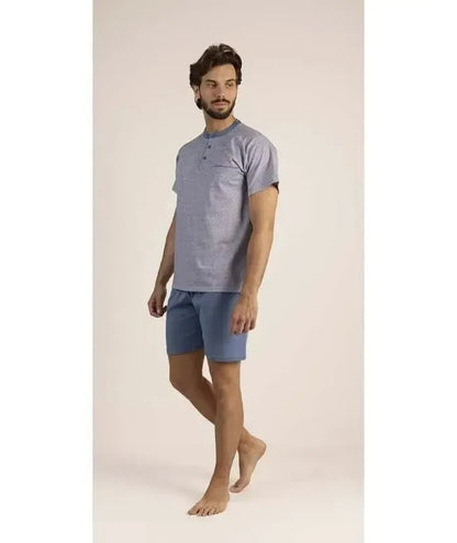 Pigiama uomo serafino mezza manica pantalone corto Gary 100% Cotone 6185