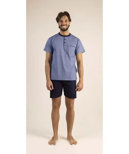 Pigiama uomo serafino mezza manica pantalone corto Gary 100% Cotone 6185