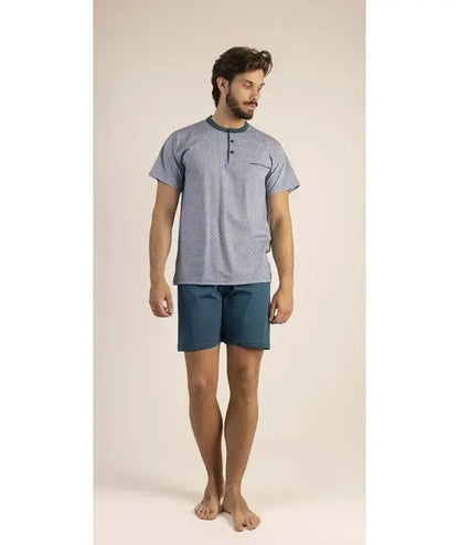 Pigiama uomo serafino mezza manica pantalone corto Gary 100% Cotone 6185