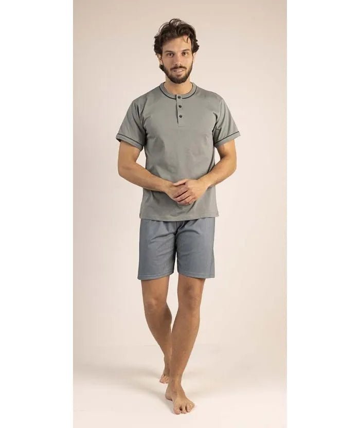 Pigiama uomo serafino mezza manica pantalone corto Gary 100% Cotone 6196