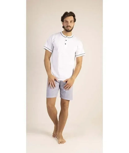 Pigiama uomo serafino mezza manica pantalone corto Gary 100% Cotone 6196