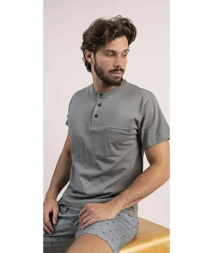 Pigiama uomo serafino mezza manica pantalone corto Gary 100% Cotone 6242