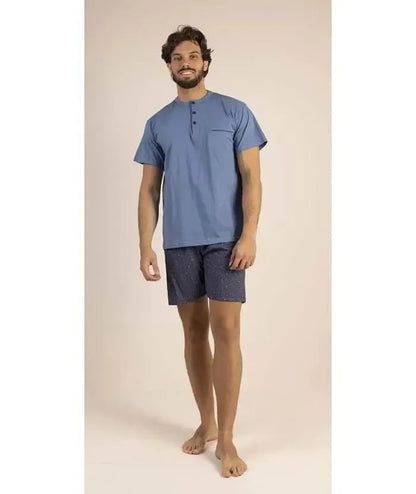 Pigiama uomo serafino mezza manica pantalone corto Gary 100% Cotone 6242
