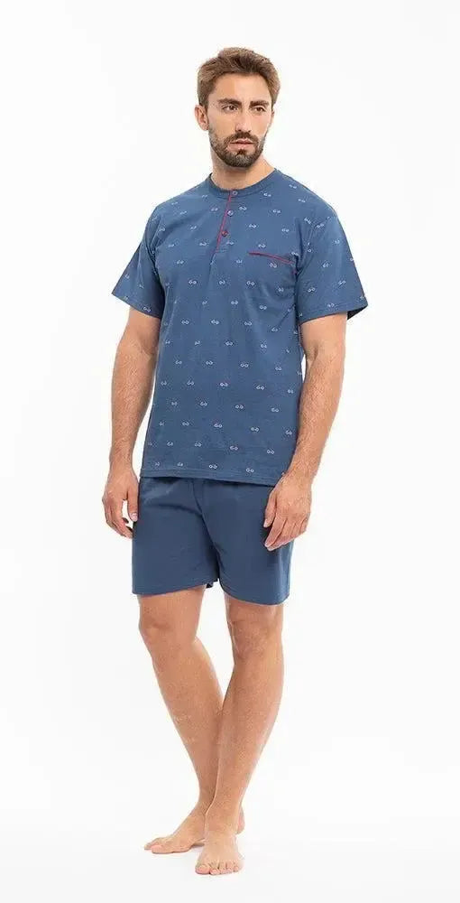 Pigiama uomo serafino mezza manica pantalone corto Gary 100% Cotone P65025