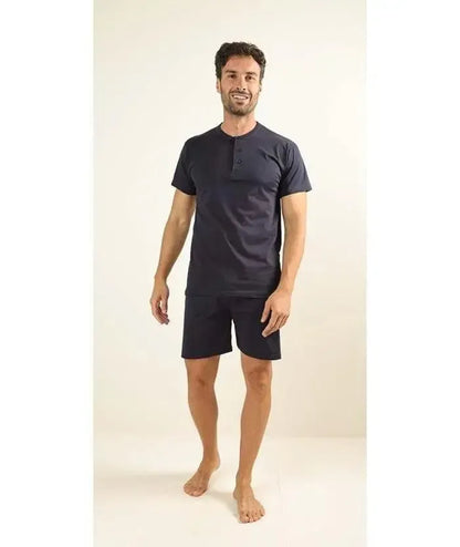 Pigiama uomo serafino mezza manica pantalone corto Gary 100% Cotone Z65015