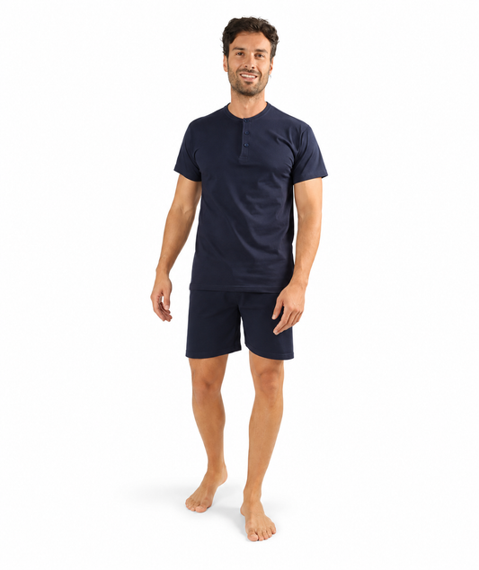 Pigiama uomo serafino mezza manica pantalone corto Gary 100% Cotone Z65015