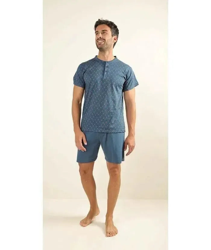 Pigiama uomo serafino mezza manica pantalone corto Gary 100% Cotone Z65085