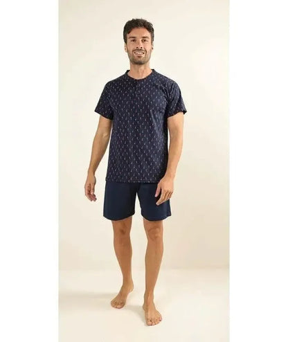 Pigiama uomo serafino mezza manica pantalone corto Gary 100% Cotone Z65085