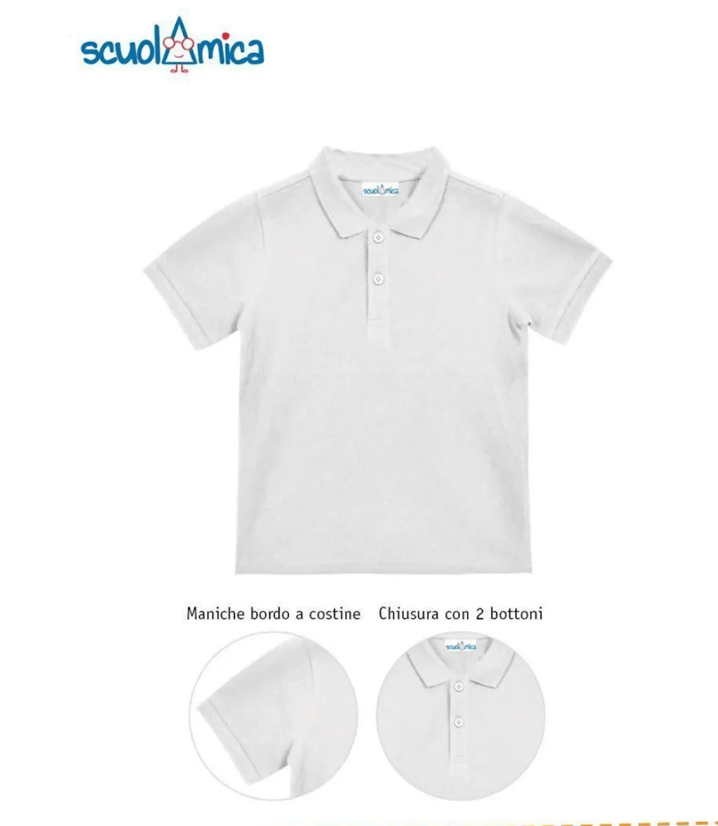 Polo manica corta bambini ScuolAmica cotone fresco piquet 003/004