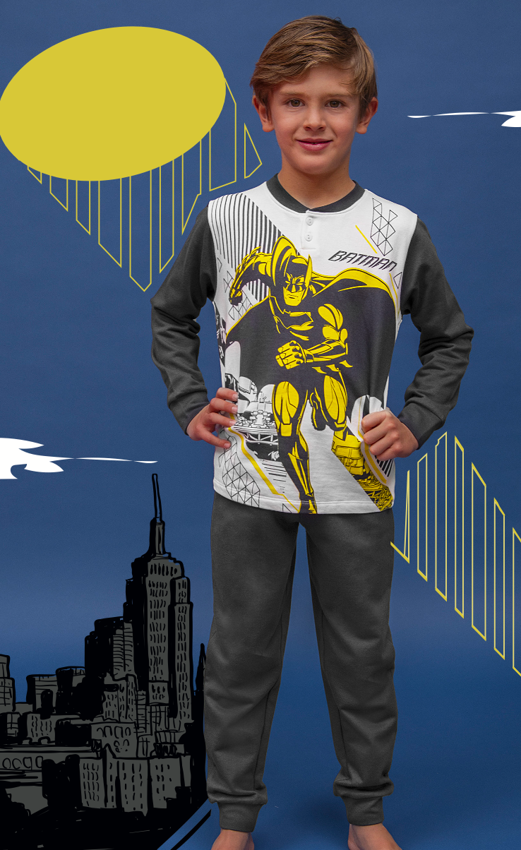 Pigiama cotone felpato Batman DC bambino DC40Z1687