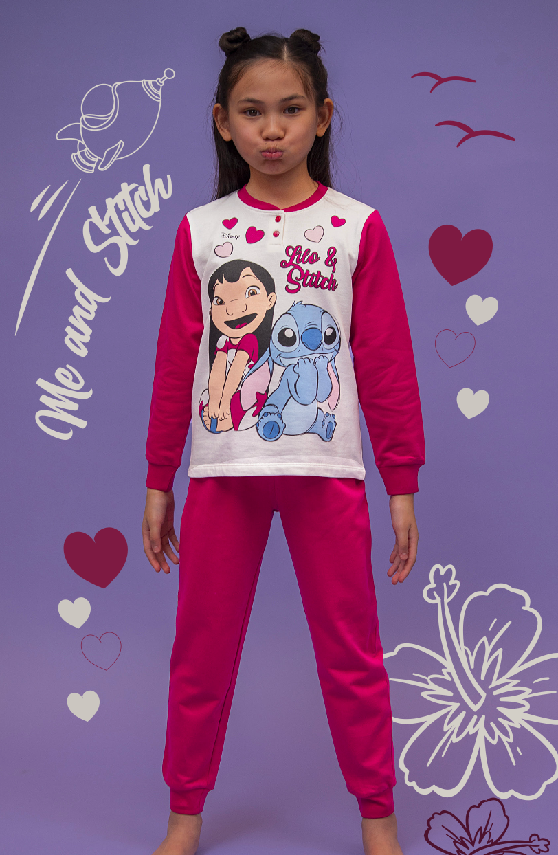 Pigiama cotone felpato Lilo&Stitch bambina baby DY50A3555