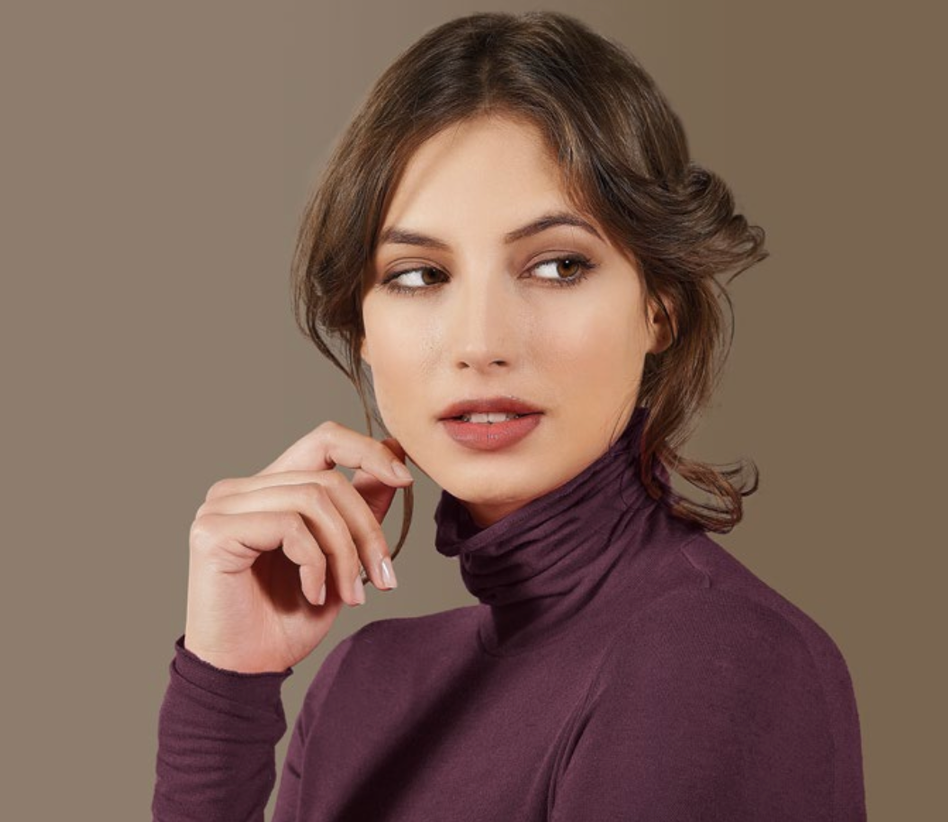 Maglia donna manica lunga dolcevita ESSE in modal cashmere ultra light 6410