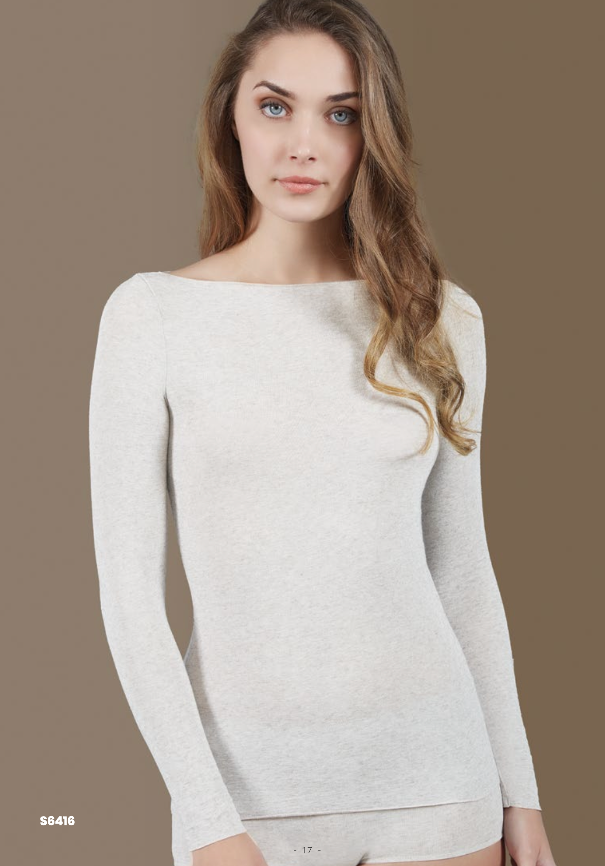 Maglia donna manica lunga girocollo a barca ESSE in modal cashmere ultra light 6416