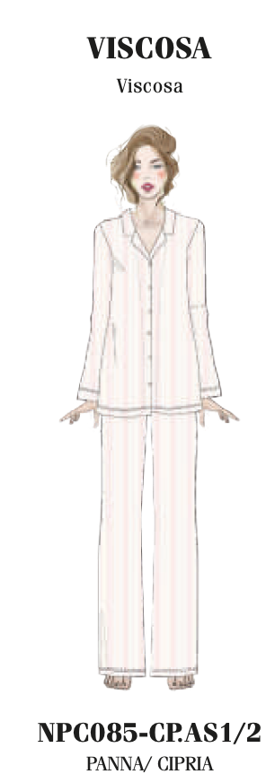 Pigiama donna Nottingham aperto in viscosa bielastico NPC085