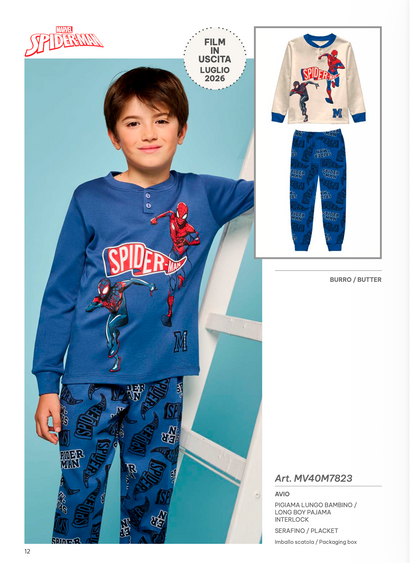 Pigiama caldo cotone Marvel Spiderman interlock bambino baby MV40M7823