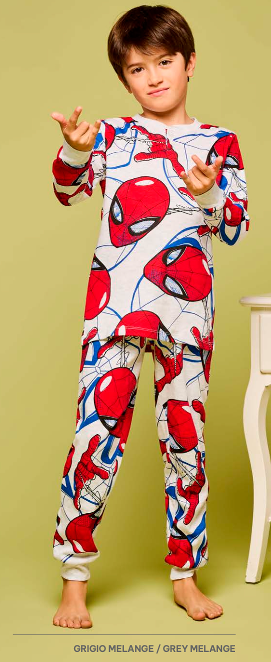 Pigiama caldo cotone Marvel Spiderman interlock bambino baby MV40M7803