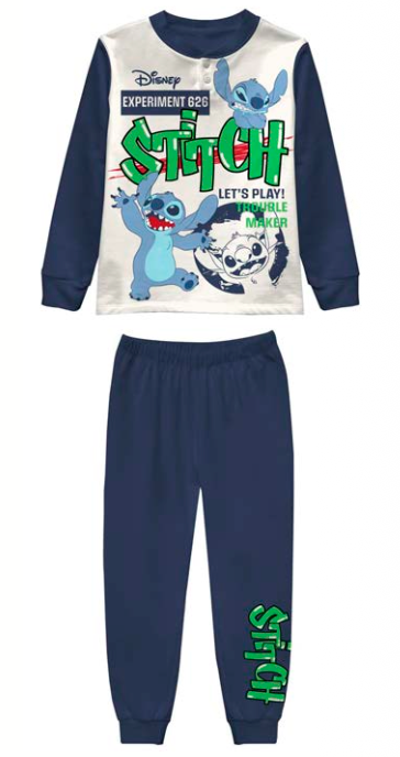Pigiama caldo cotone Lilo e Stitch Disney interlock bambino baby DY40M7820