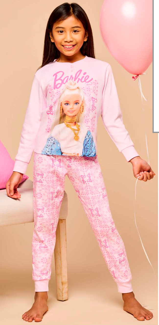 Pigiama caldo cotone Barbie interlock bambina baby MT50L8959
