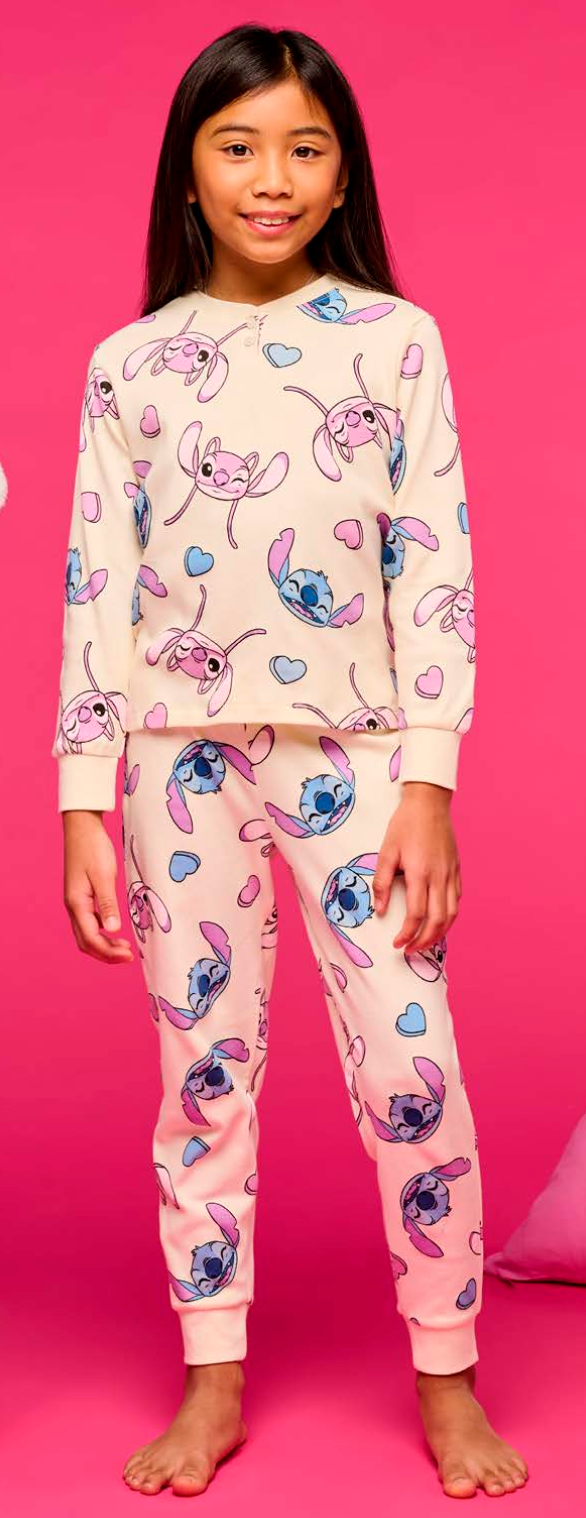 Pigiama caldo cotone Lilo e Stitch Disney interlock bambina baby DY50L8957