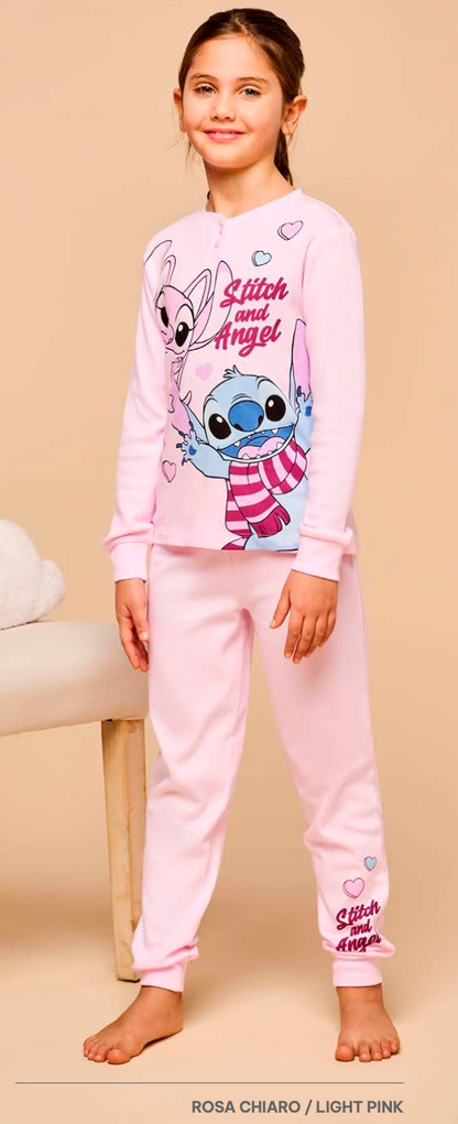 Pigiama caldo cotone Lilo e Stitch Disney interlock bambina baby DY50L8957
