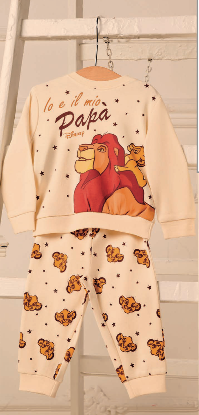 Pigiama caldo cotone Re Leone Disney interlock neonato bambino DY32P0309
