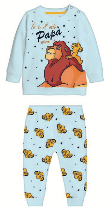 Pigiama caldo cotone Re Leone Disney interlock neonato bambino DY32P0309