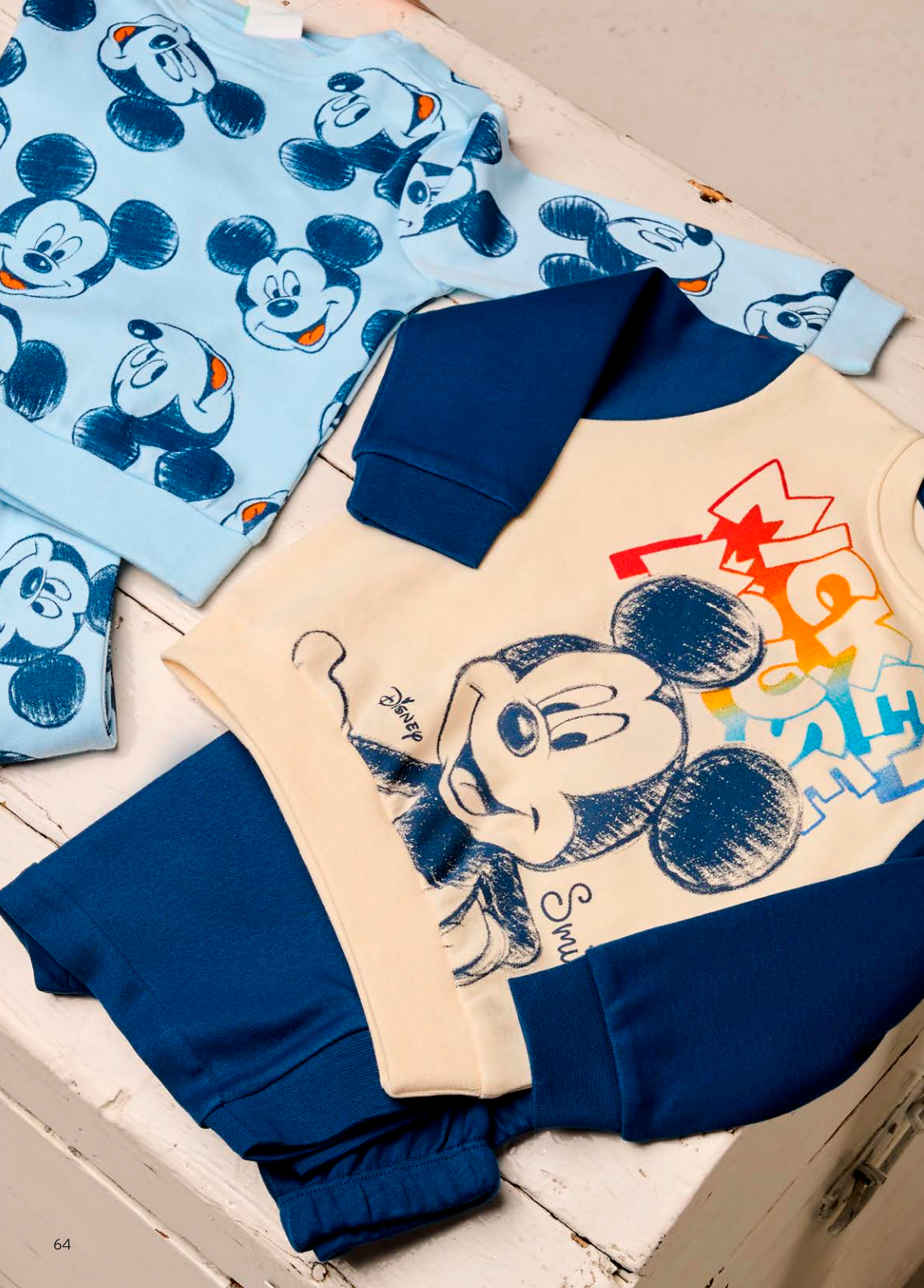 Pigiama caldo cotone Mickey Mouse interlock neonato bambino DY32K9144