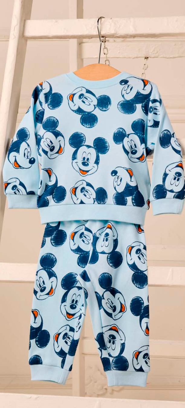 Pigiama caldo cotone Mickey Mouse interlock neonato bambino DY32K9144